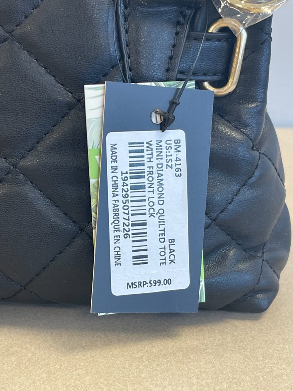 Badgley Mischka Quilted Vegan Leather Mini Tote w/ Front Lock - BM4163 - NWT - Picture 4 of 5